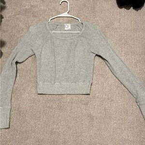 Aerie Light Gray Waffle Knit Top